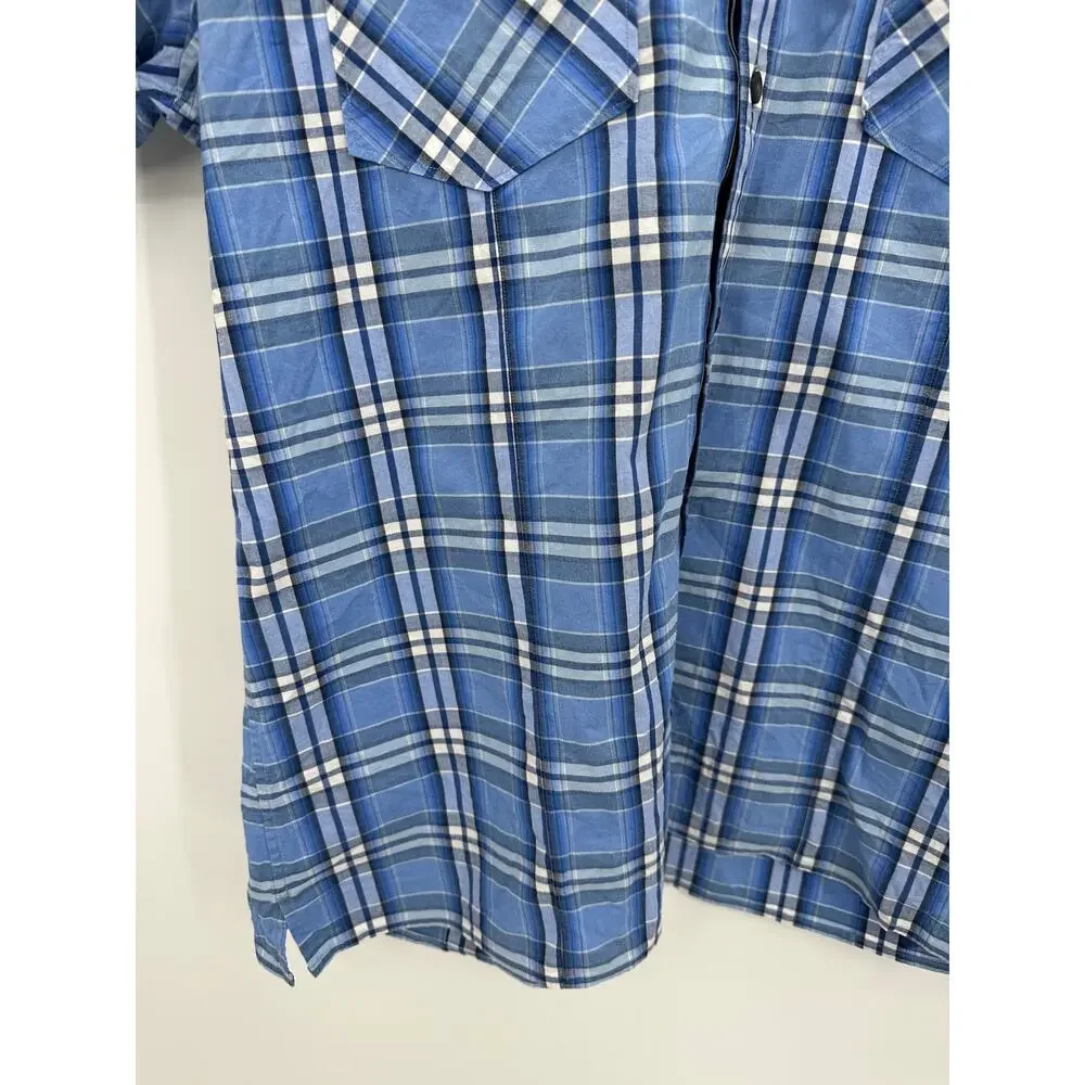 Banana Republic Blue White‎ Short Sleeve Button Down Shirt Men's Size Large L
